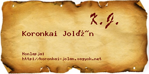 Koronkai Jolán névjegykártya